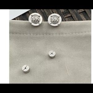 Michael Kors silver logo stud earrings
